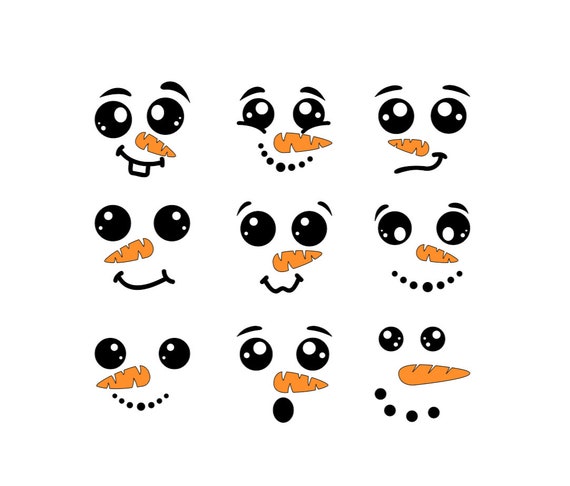 Snowman Face Vinyl Decal, Set Of 9 for Christmas Ornaments, Ornament Decals,