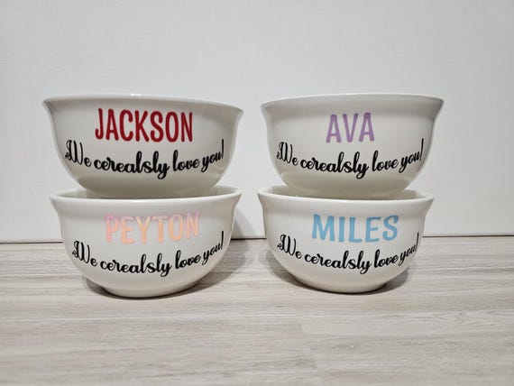 Personalized Cereal Bowl, 'We Cerealsly Love You', Custom Name