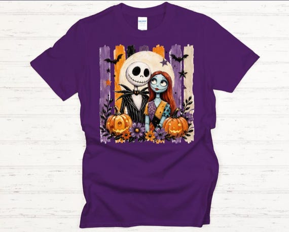Nightmare Before Christmas Halloween Sweatshirt, Jack and Sally Pumpkin Crewneck