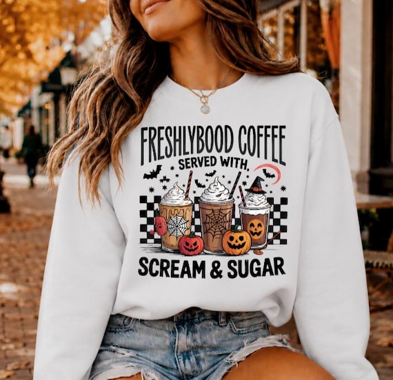 Cute Ghost Halloween Sweatshirt – Women’s Floral Pumpkin Fall Crewneck