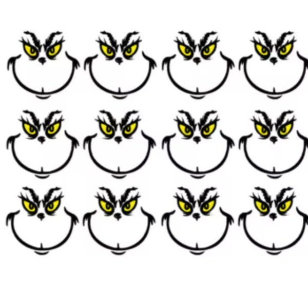 Yellow Eyes Christmas Character Vinyl Decals, Set of 12 For Christmas Ornaments, Ornament Decals, Christmas Crafts, DIY Ornament Decal