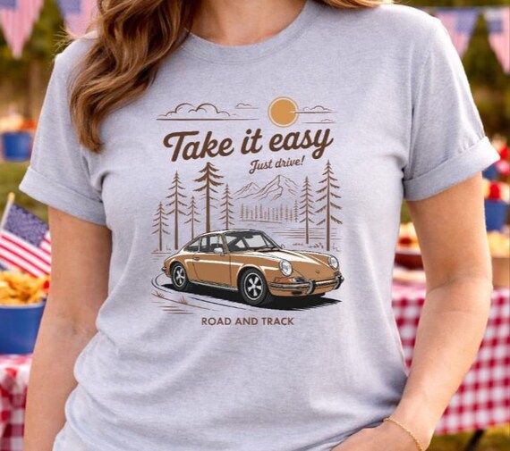 Retro Sports Car T-Shirt, Mountain Road Trip Graphic Tee