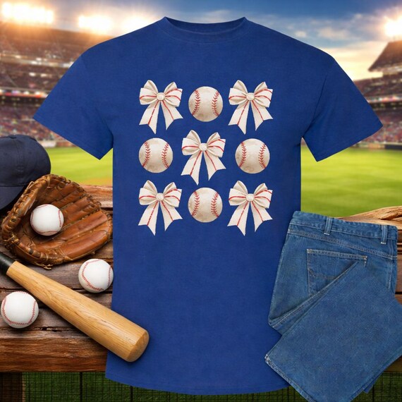 Baseball Bow Shirt, Game Day Baseball Mom Tee, Coquette Style Apparel