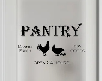Pantry Vinyl Decal, Pantry Door Decal, Pantry Sign, Pantry Organization, Farmhouse Home Decor, Kitchen Decor, Home Organization,