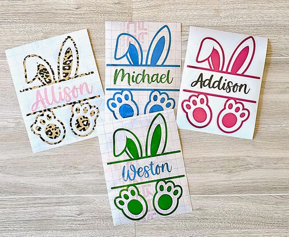 Personalized Easter Bunny Name Decal, Waterproof Vinyl
