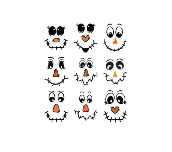 Scarecrow Face Vinyl Decal, Set of 9