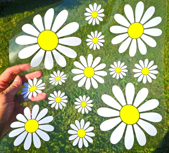 Daisy Decal Sheet: Boho Flower Stickers for Window, Stanley Cup