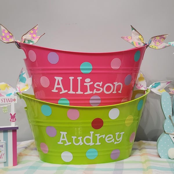 Personalized Easter Bucket: Polka Dot Easter Basket