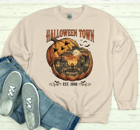 Halloween Town Sweatshirt, 90s Nostalgia Halloween Crewneck, Retro Pumpkin Spooky Season Shirt, Millennial Fall Gift