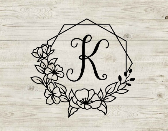 Floral Wreath Monogram Decal: Wedding Decor, Initial Decal