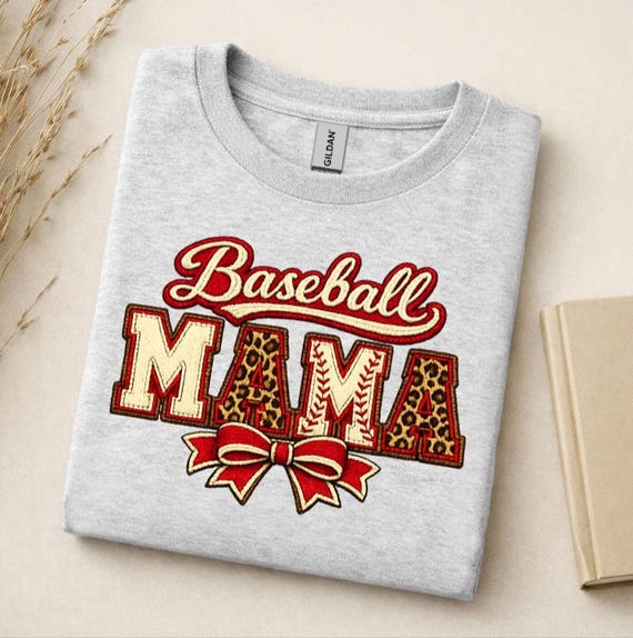 Baseball Mama Shirt, Leopard Print Baseball Mom Tee, Coquette Baseball Shirt, Cute Sports Mom Shirt