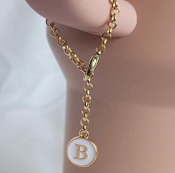White & Gold Initial Charm: Handmade Tumbler Accessory