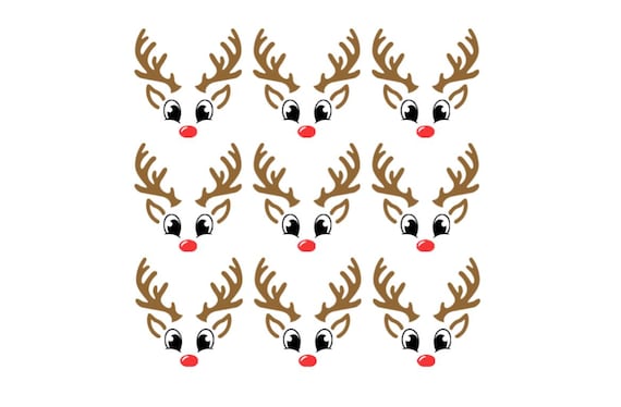 Reindeer Face Vinyl Decal, Set Of 12 for Christmas Ornaments, Ornament Decals,