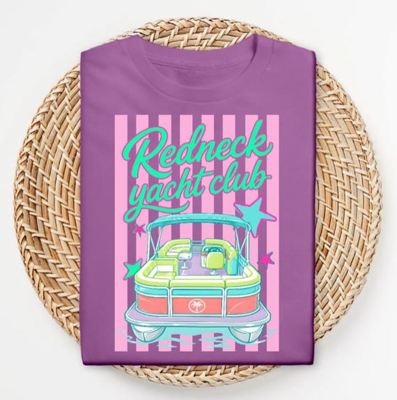 Redneck Yacht Club Pontoon Boat Shirt, Retro Lake Life Tee
