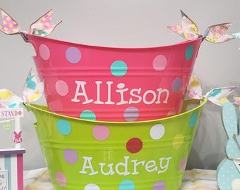 Personalized Easter Bucket: Polka Dot Easter Basket