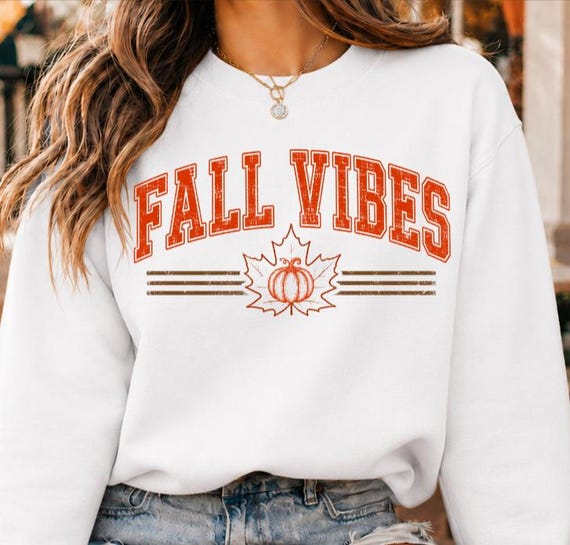 Fall Vibes Pumpkin Sweatshirt: Vintage Collegiate Autumn Crewneck for Women