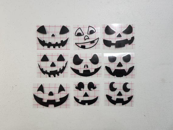 Halloween Pumpkin Face Decals: Tumbler and Laptop Stickers (Set of 10)
