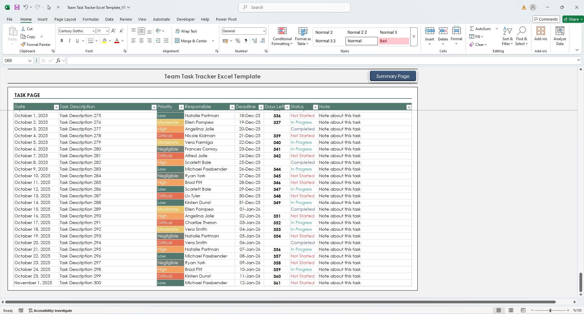 Team Task Tracker Excel Template, Group Task Tracker Spreadsheet, Task ...