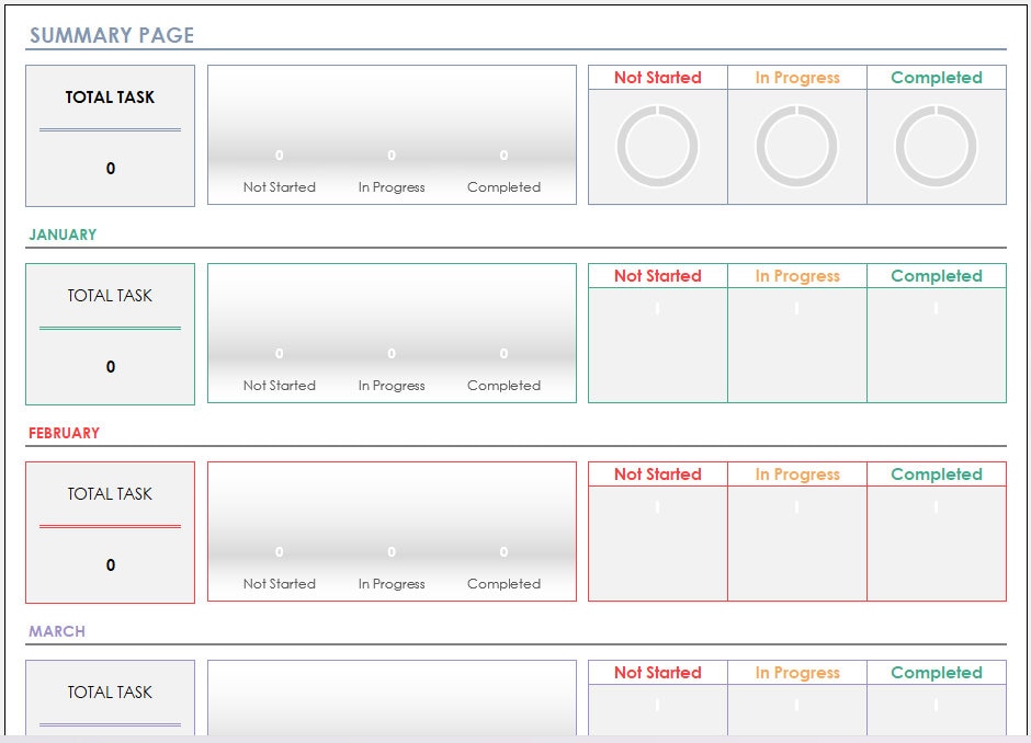 Yearly Planner Excel Template, Yearly Task Tracker Excel Template ...
