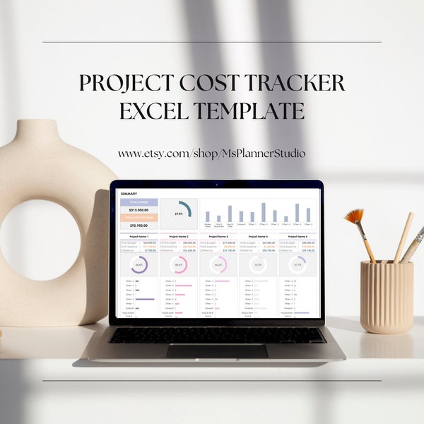 Project Cost Tracker Excel Template, Project Expense Tracker Excel Template,  Project Bookkeeping Excel Template, Project Management Sheet