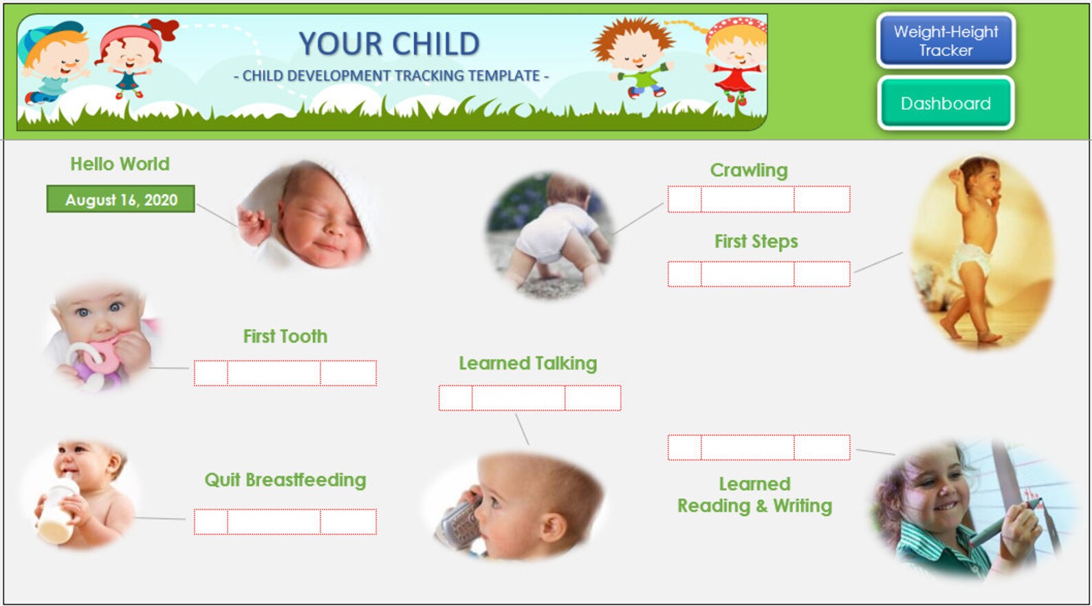 Child Development Stages Tracker Excel Template, Child Development ...