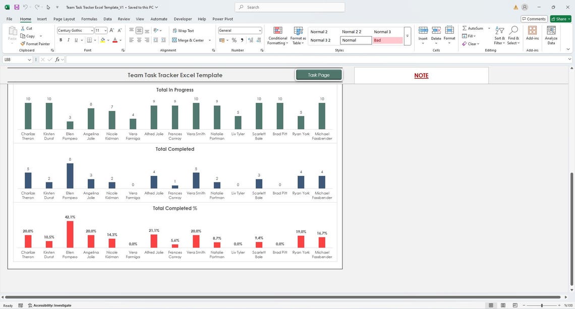 Team Task Tracker Excel Template: Project Management Spreadsheet - Etsy