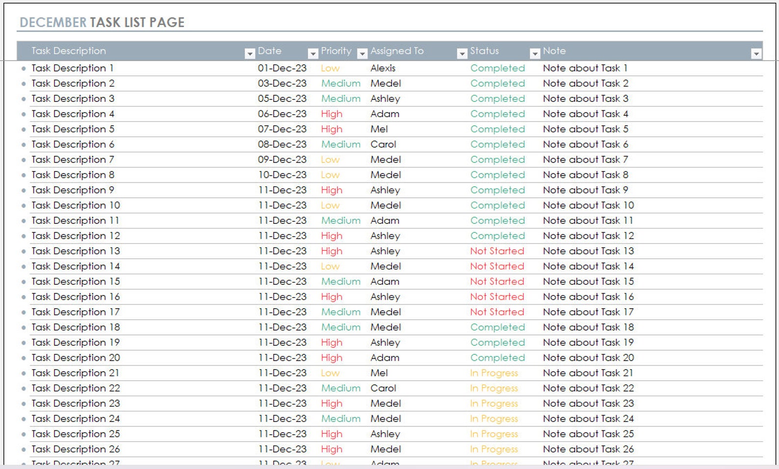Yearly Planner Excel Template, Yearly Task Tracker Excel Template ...