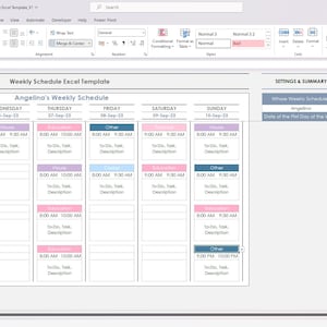 Editable Weekly Schedule Excel Template: Personnel Planner (digital ...