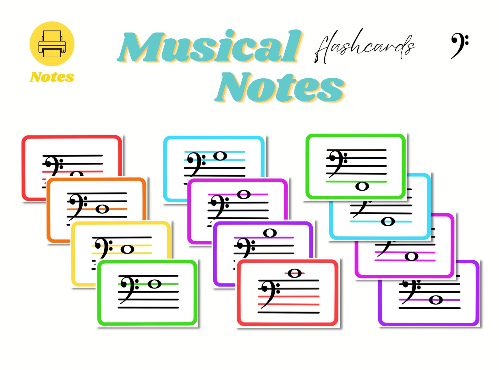 Bass Music Notes| Notes Identification| Musical Notes Landmark| Musical ...