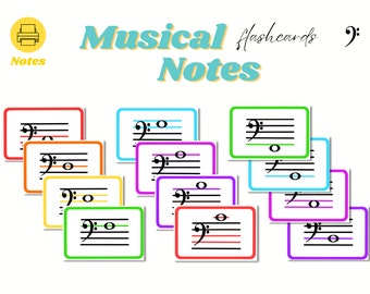 Bass Clef Music Notes Flashcards | Learning Tool (Digital Download)