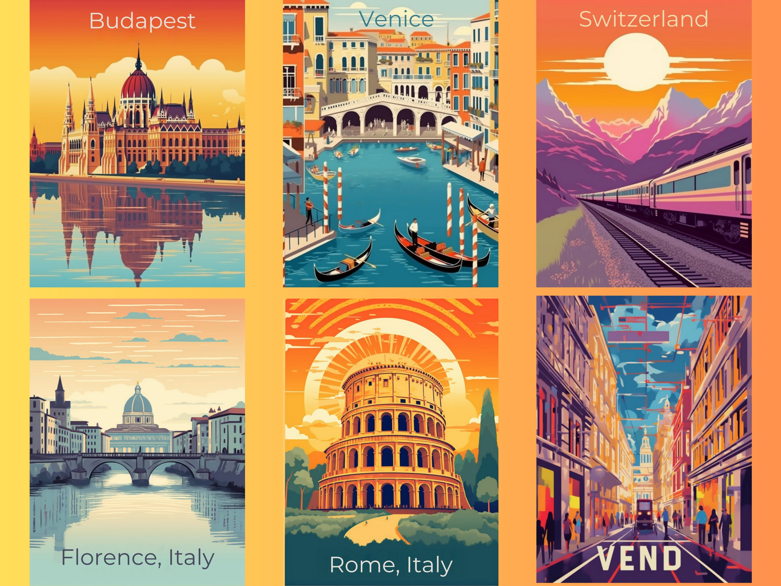80 Europe Travel Posters Digital Prints European Iconic Cities Etsy