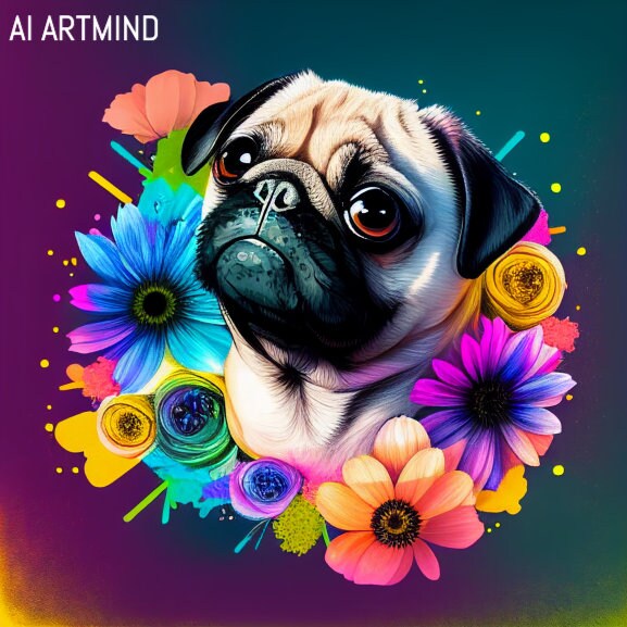 Cute Pug Paint by Numbers for Kids DIY Kit Rawr Pug Painting for Children  Paint on Your Own DIY Kit Animals Home Decoration for Kids RD0017 