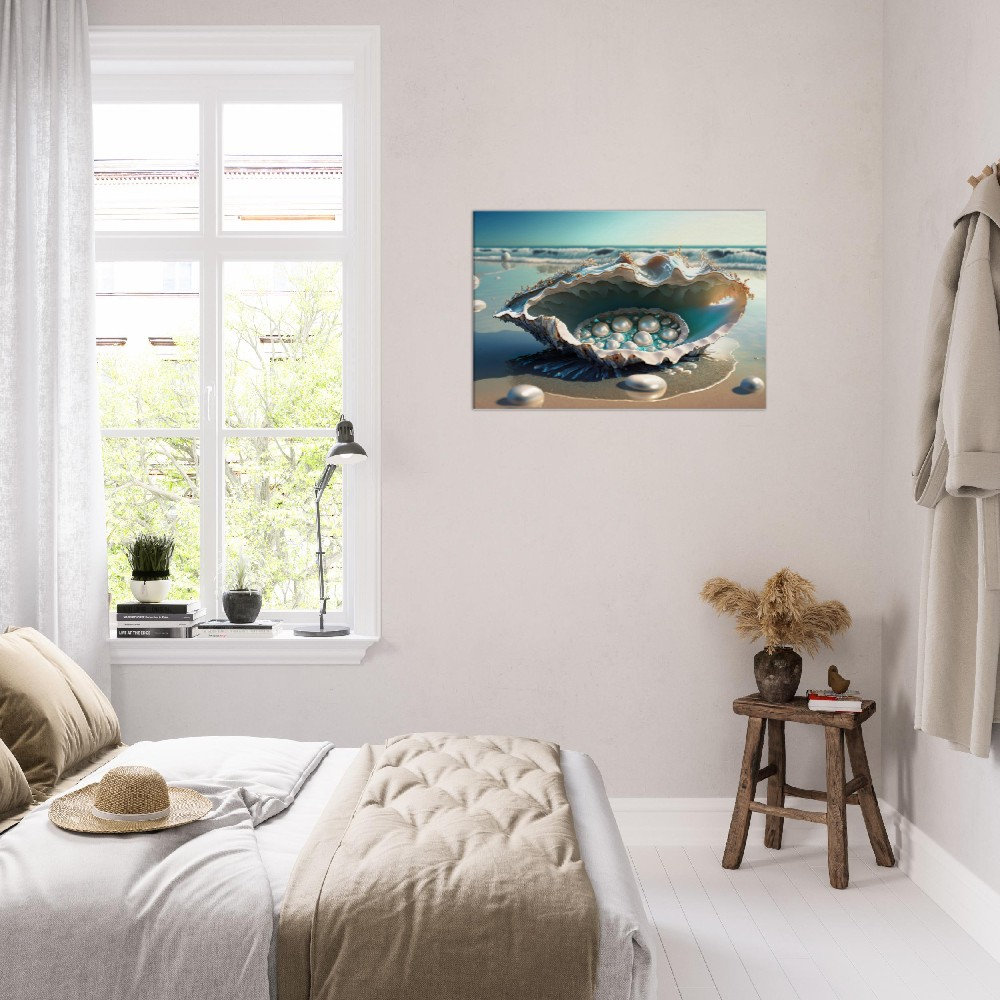 Canvas Painting Pearls in Oyster Painting Coastal Oyster Art Etsy