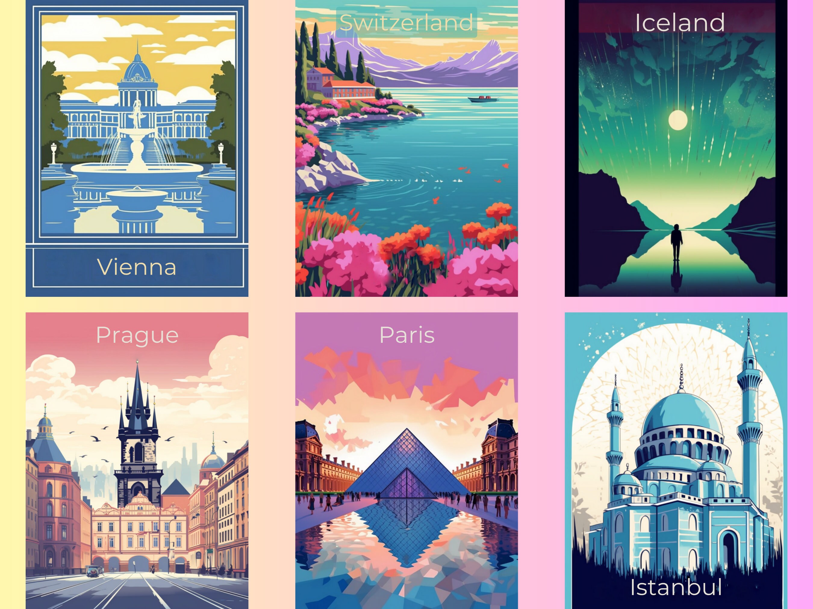80 Europe Travel Posters Digital Prints European Iconic Cities Etsy