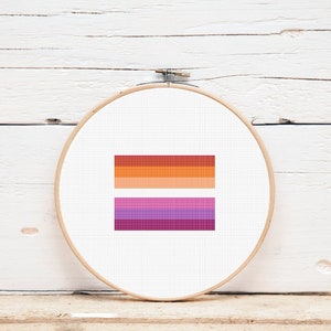 Cross Stitch Pattern / Lesbian Pride Flag / Instant Digital Download / LGBTQ
