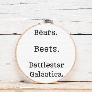 Cross Stitch Pattern / Bears Beets Battlestar Galactica / The Office / Dwight Schrute / Funny Cross Stitch