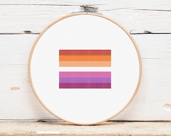 Cross Stitch Pattern / Lesbian Pride Flag / Instant Digital Download / LGBTQ