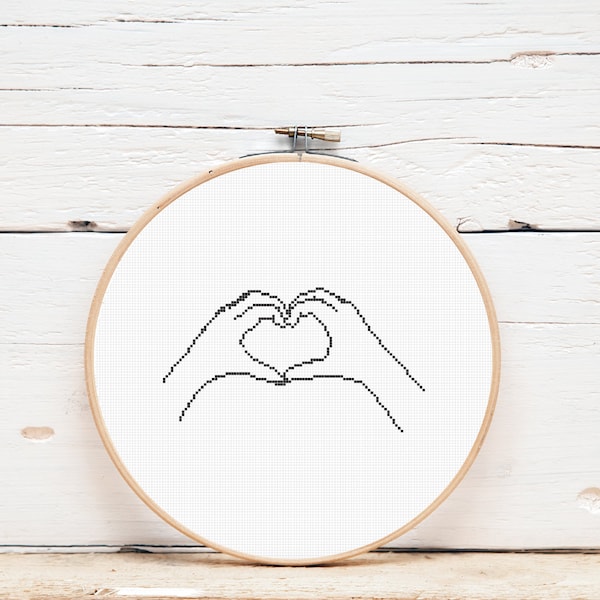 Heart Hands Cross Stitch Pattern Heart Hands Cross Stitch Etsy
