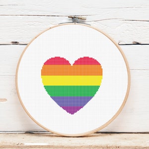 Cross Stitch Pattern / Pride Heart / Rainbow / Instant Digital Download