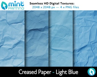 Creased Paper - Seamless HD Textures - Light Blue