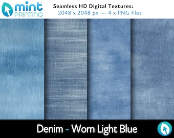 Denim - Naadloze HD-texturen - Versleten lichtblauw
