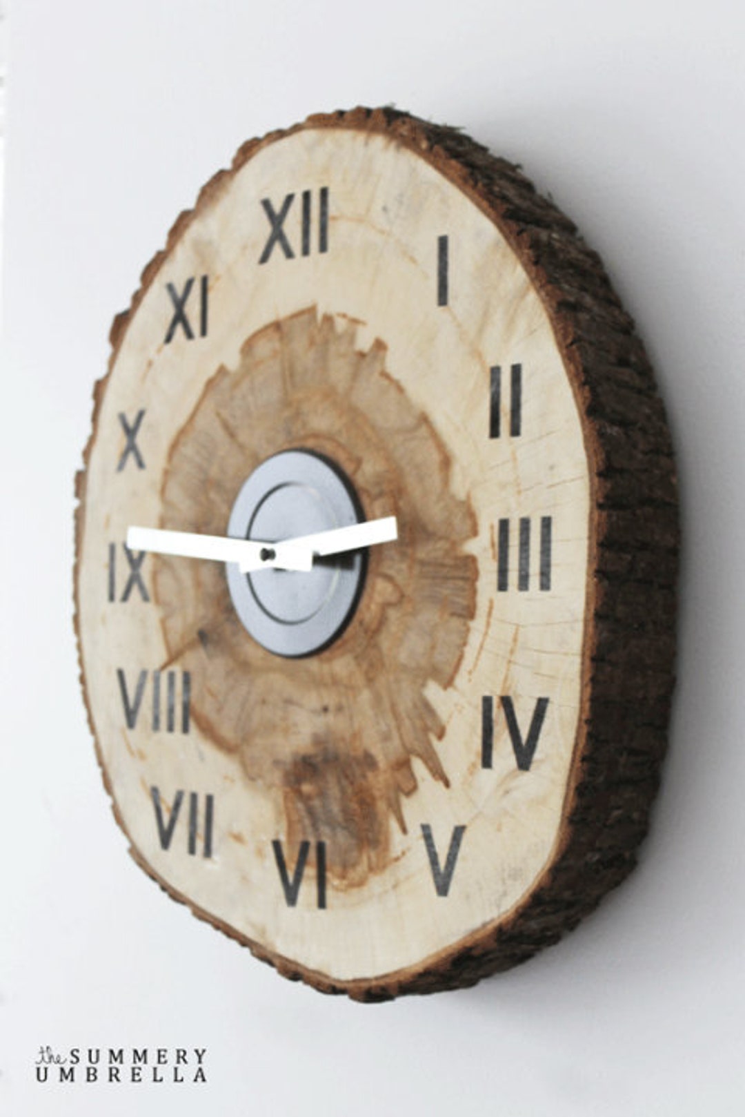 Wood Slab Clock Etsy