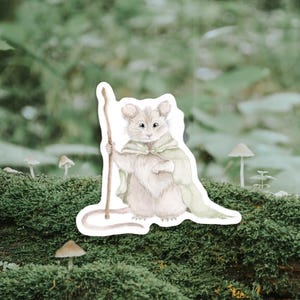 Mouse in Cape Sticker: Cottagecore Fairycore Art, Waterproof Vinyl