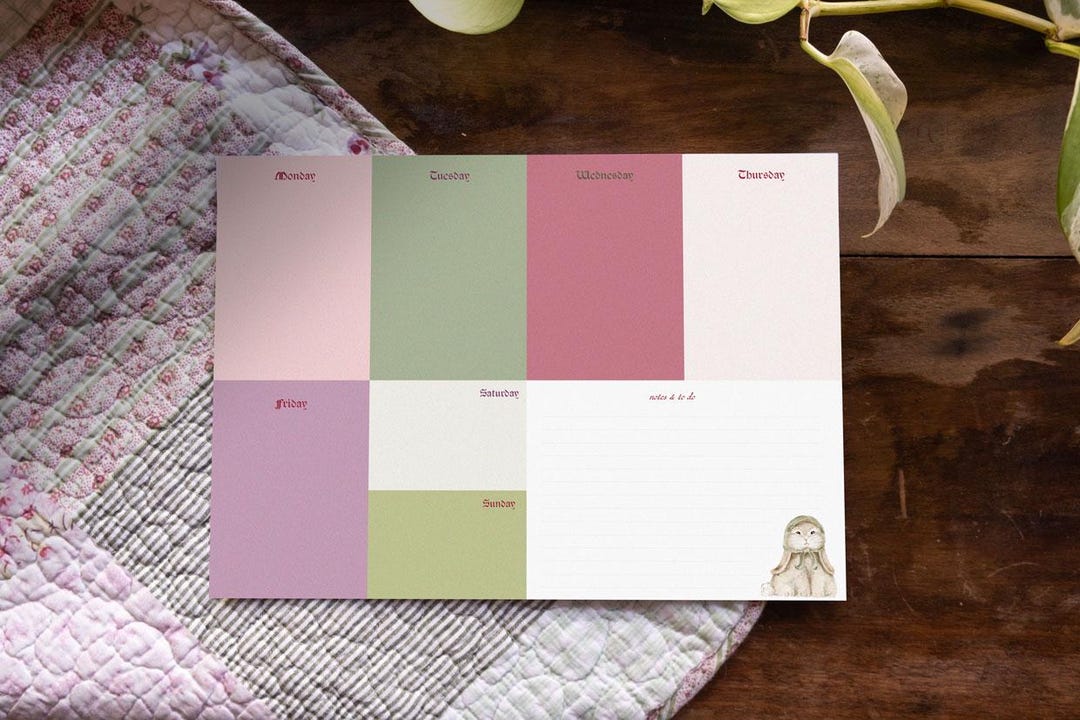 A4 Weekly Planner Pad Cute Colour Block | Desk Planner | Weekly Notepad ...