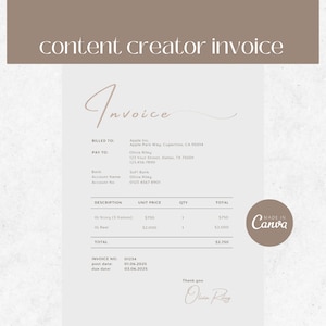 Contentdesigner Rechnungsvorlage | Instagram Influencer Rechnung | Blogger Rechnung Canva Vorlage | Instagram-TikTok