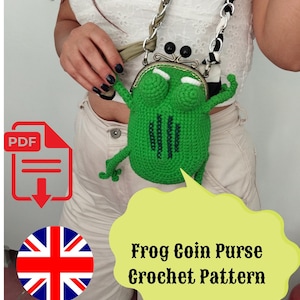 Frosch Geldbörse Häkelanleitung PDF - Easy Amigurumi Portemonnaie - Sofortdownload (englisch)