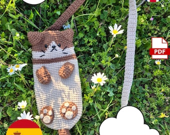 Patron de sac banane chat au crochet PDF – Tutoriel de sac banane amigurumi kawaii (anglais et espagnol)