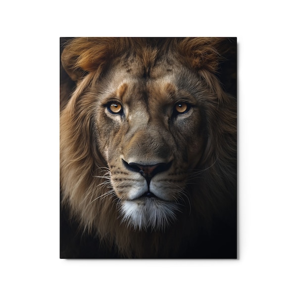 Regal Lion Portrait Metal Print - Majestic Animal Wall Art - Lustrous Aluminum Home Decor - Fade-Resistant Image