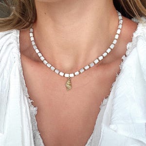 Shell Beaded Necklace: Minimalist Coastal Jewelry