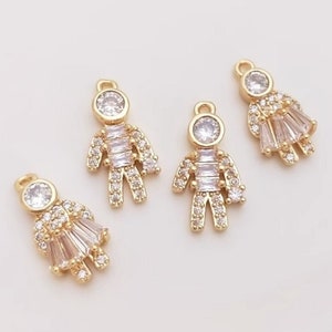 Encanto del collar del villano de Zircon, encanto de los pendientes del hombre de oro, pendientes del encanto del personaje de dibujos animados, colgante del encanto de la muñeca, 16.5x9mm-LT1015